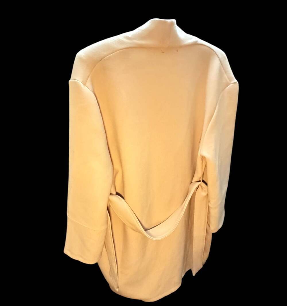 Suzy D London Cream Open Front Longline Cardigan Tie Back Pockets - Picture 2 of 6